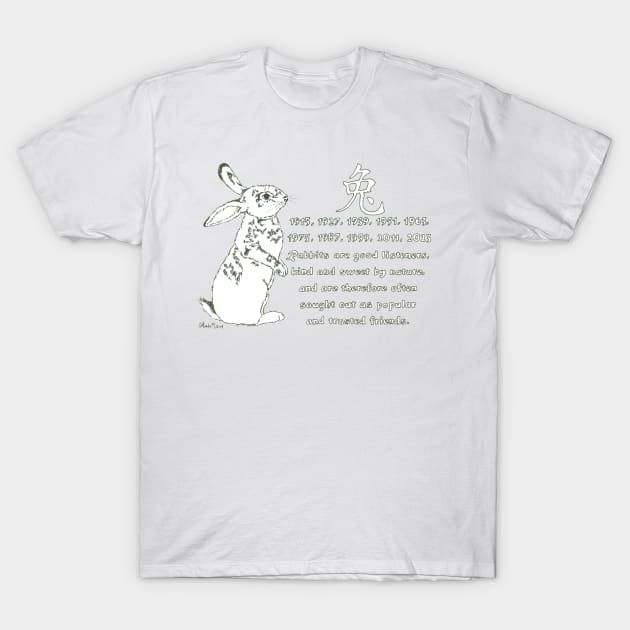 Daily Doodle 17- Zodiac - Chinese Zodiac-Rabbit T-Shirt by ArtbyMinda